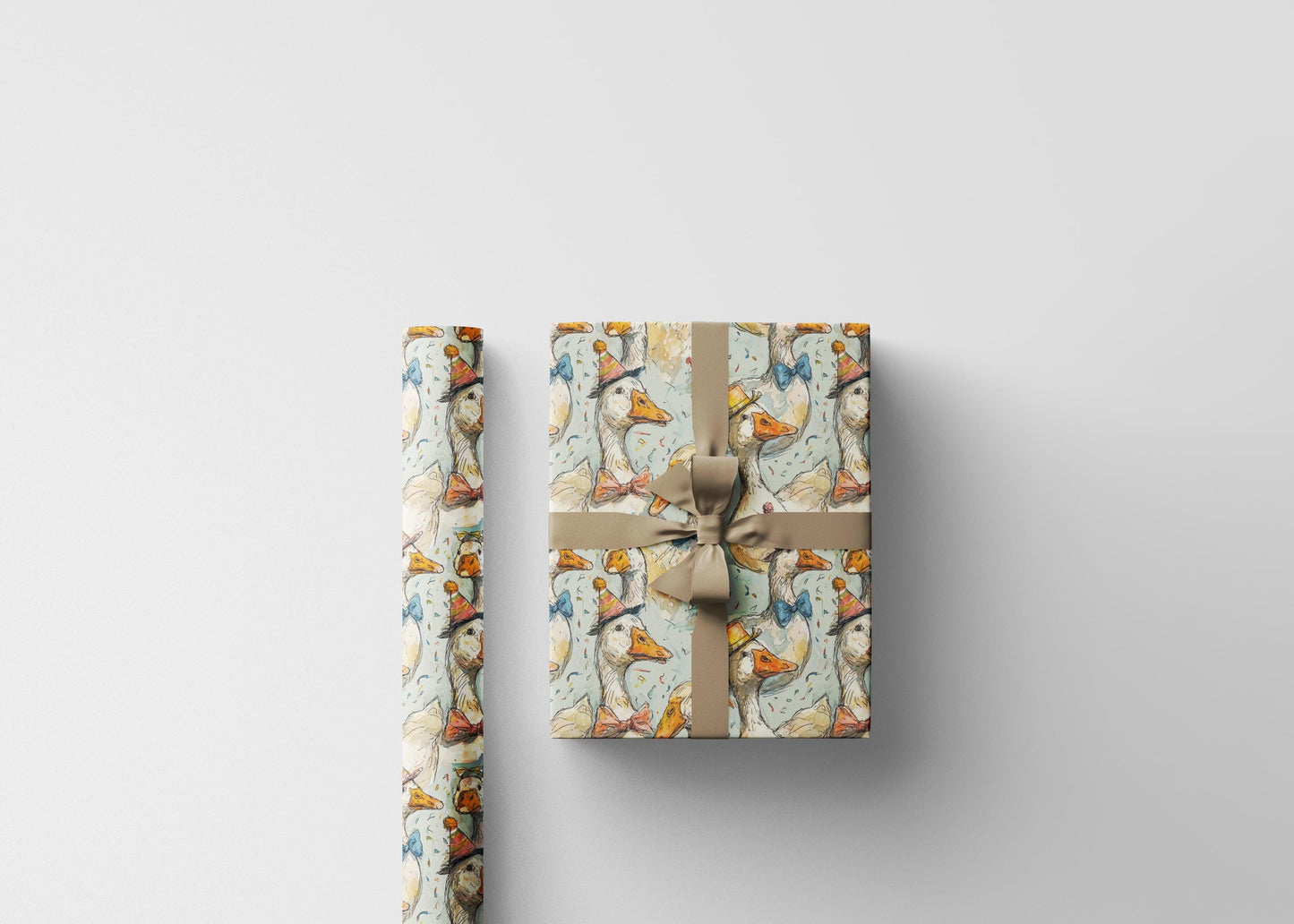 Goose Themed Birthday Wrapping Paper for Teen Girls | Cute Farmhouse Gift Wrap with Floral and Animal Designs