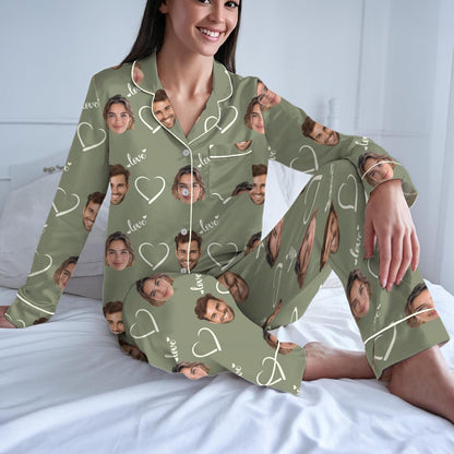 Custom Face Pajama Set, Personalized Photo Sleepwear, Couple Loungewear Set, Personalized Pajamas with Face, Gift for Couple Lover