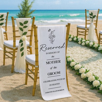 Reserved Wedding Chair Sign – Memorial Chair Banner, In Memory of Mother of the Groom, Wedding Remembrance Decor, Personalized Wedding Decor