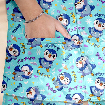 Cute Blue Penguin Pajama Set - Anime Comfortable Kawaii Loungewear Gift for Anime Fans