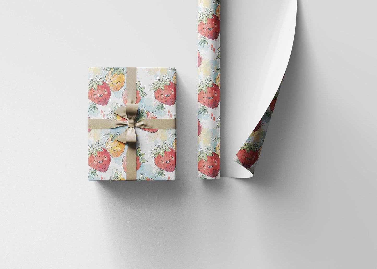 Cute Strawberry Gift Wrap for Kids' Birthday Presents | Fruit Themed Wrapping Paper for Girls | Fun Summer Party Decor