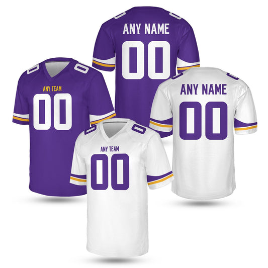 Personalize Purple and Gold Custom Football Jersey – Personalized Name and Number – Unisex Game Day Fan Shirt, Custom Minnesota Unisex Shirt