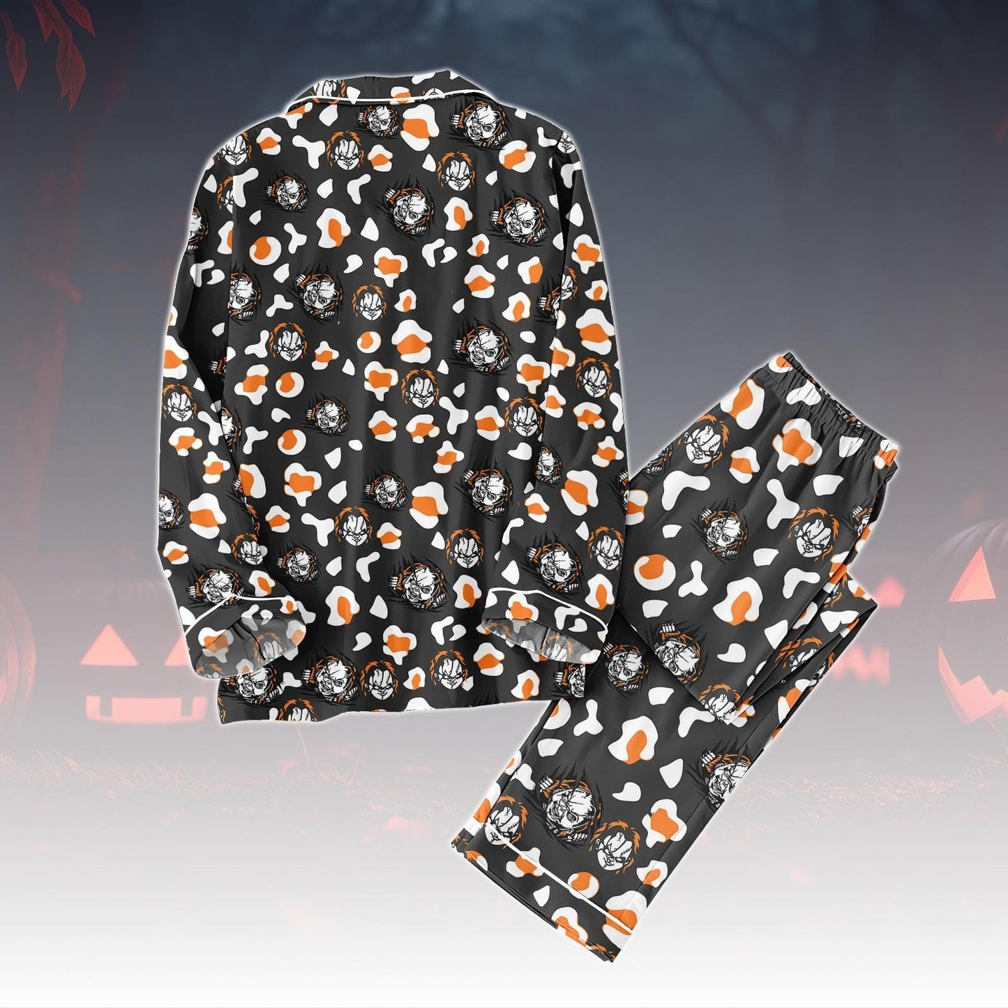 Chucky Pajamas Set, Horror Movie Pajamas Family, Child’s Play Matching Pjs, Scary Slasher Villain Pajamas Women, Halloween Pajamas