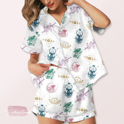 Book Lover Set – Cozy Literary-Themed Pajama with Magical & Botanical Prints | Reading Gift Sleepwear for Women