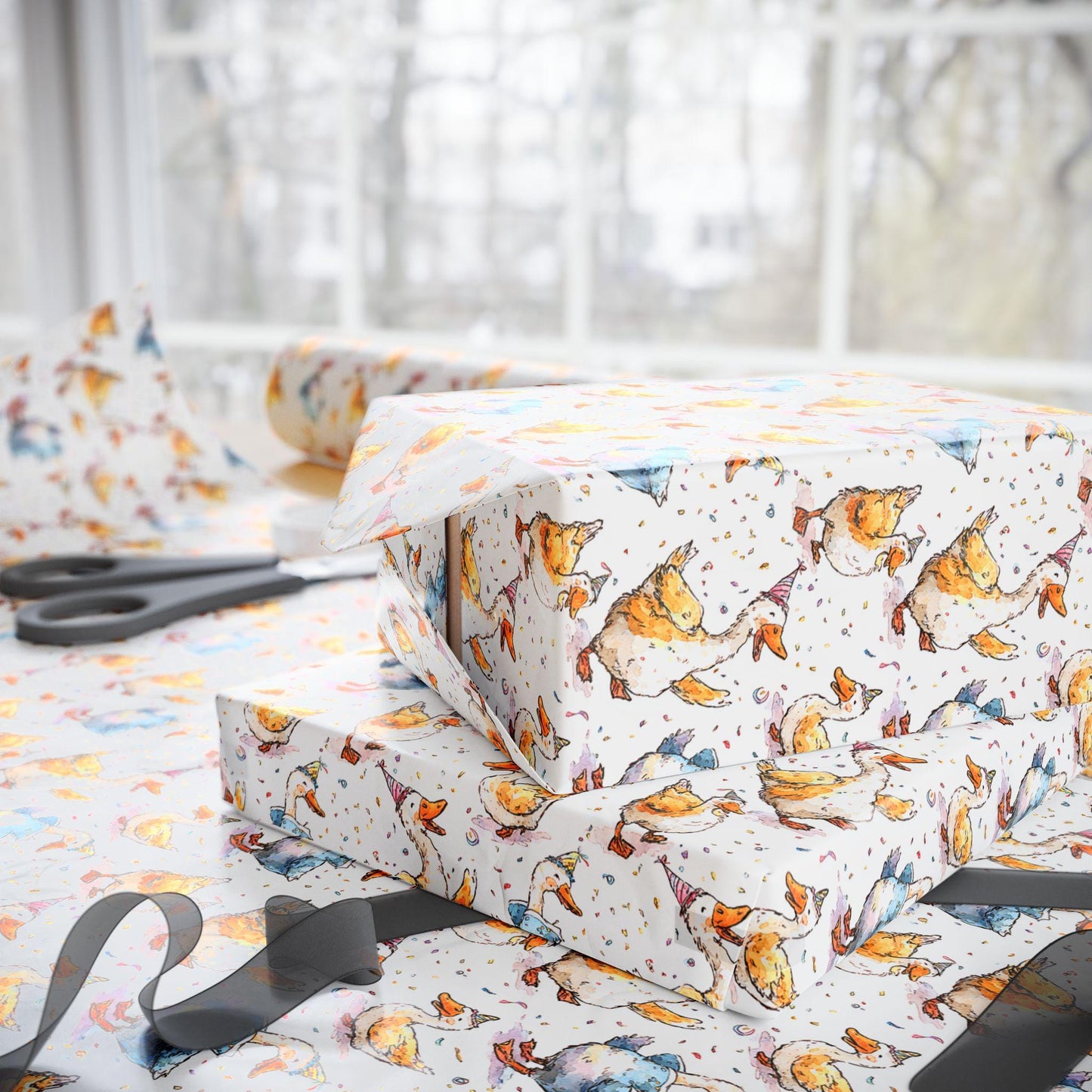 Goose Birthday Wrapping Paper for Kids Gifts | Whimsical Funny Goose Farm Animal Gift Wrap for Boys, Girls and Animal Lovers
