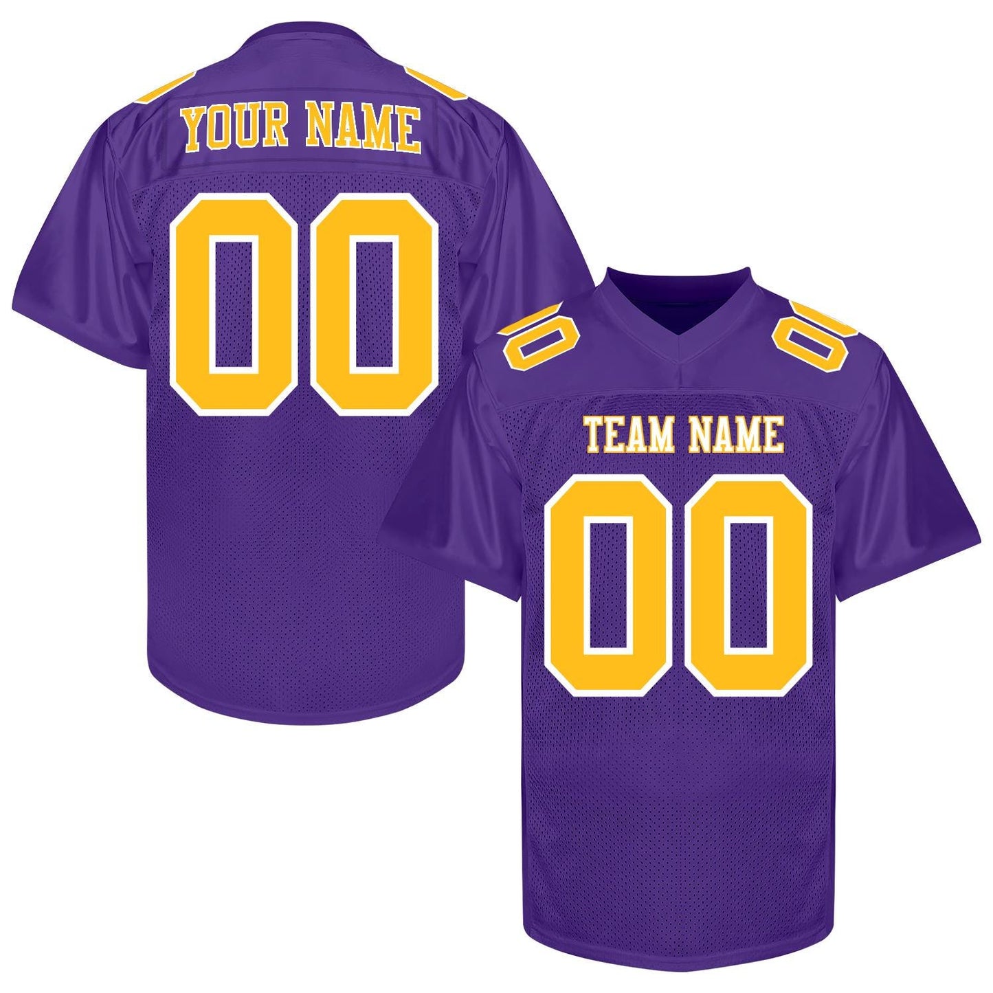 Personalized Purple and Gold Football Jersey Printed Name Number Logo, Custom Football Shirt Men Women Youth Kid, Practice Football Uniforms