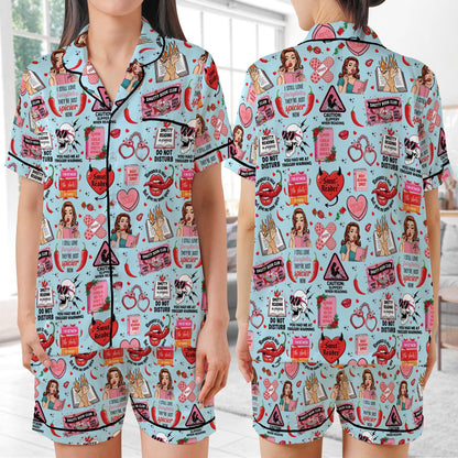 Smut Lover Satin Pajamas, Retro Spicy Book Sleepwear Gift, Smut Slut Bookish Spicy Pajamas, Funny Romance Novel Reader Gift, Spicy Romance