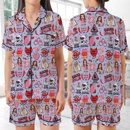 Smut Lover Satin Pajamas, Retro Spicy Book Sleepwear Gift, Smut Slut Bookish Spicy Pajamas, Funny Romance Novel Reader Gift, Spicy Romance