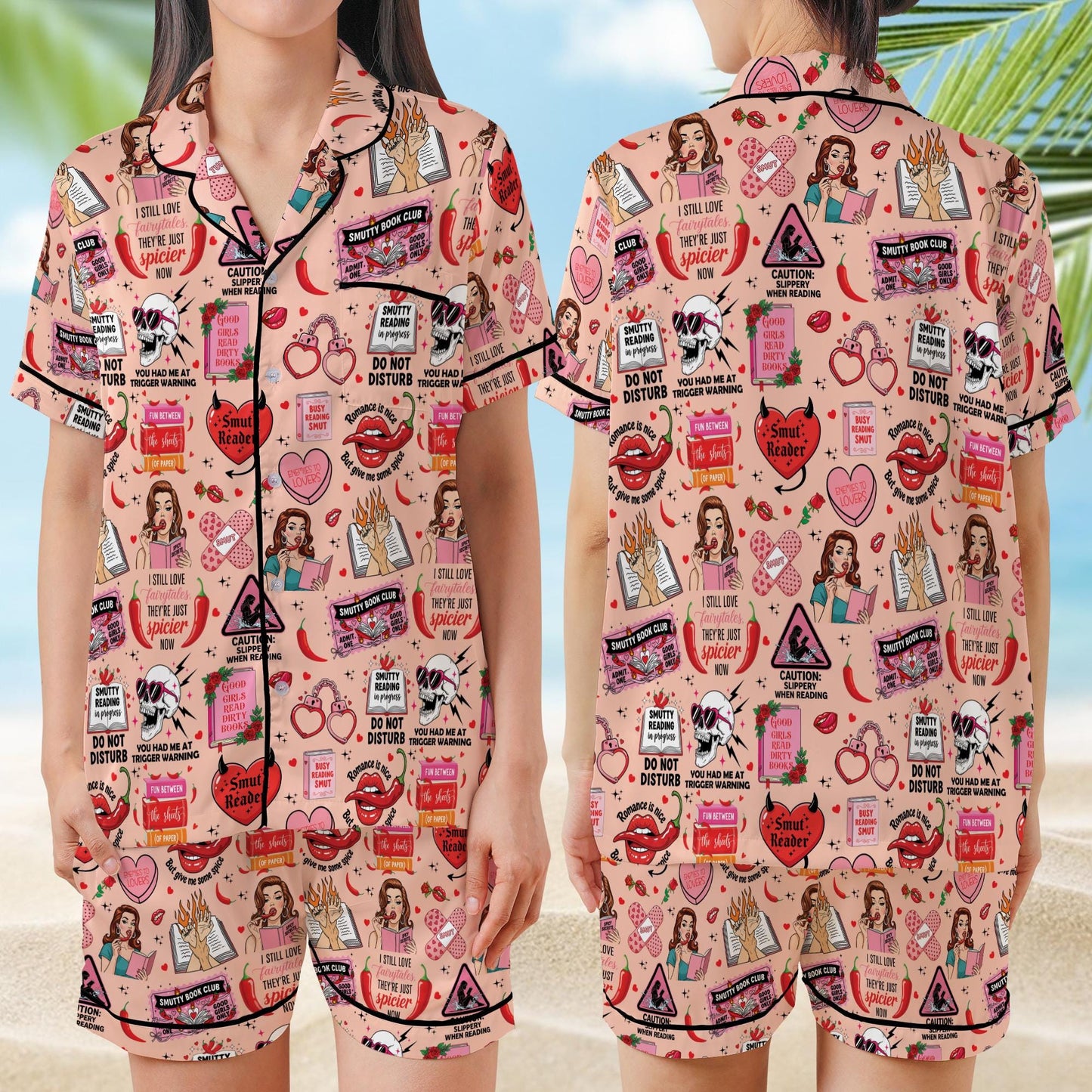 Spicy Romance Reader Satin Pajamas Set, Smutty Bookish Pajama Set, Spicy Book Lover Sleepwear, Funny Bookish Pajamas Set, Gift For Smut Slut