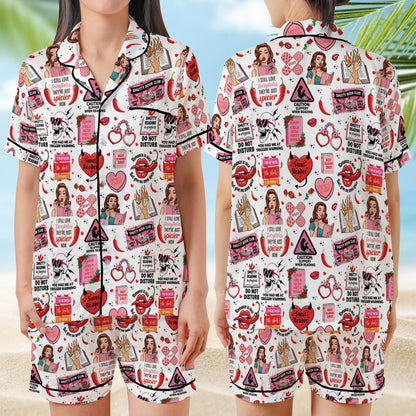 Spicy Romance Reader Satin Pajamas Set, Smutty Bookish Pajama Set, Spicy Book Lover Sleepwear, Funny Bookish Pajamas Set, Gift For Smut Slut