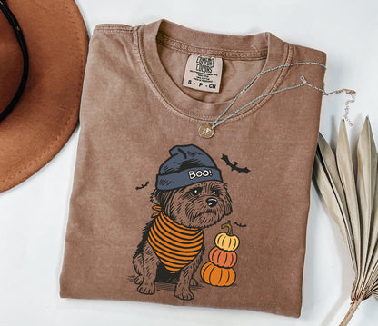 Comfort Colors® Halloween Dog Shirt, Boo Hat Black Dog Shirt, Cute Pumpkin Fall Pet Shirt, Cute Dog in Halloween Costume, Cute Halloween Dog