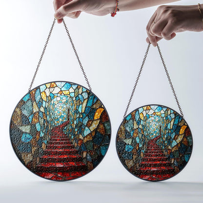 Suncatcher stained glass mosaic stairway art gift for mom Mothers Day gift housewarming gift