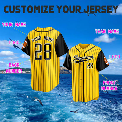 Custom Embroidered Pinstripe Baseball Jersey with Personalized Team Name and Number Baseball Couple Jersey Ideal for Sports Teams and Gifts