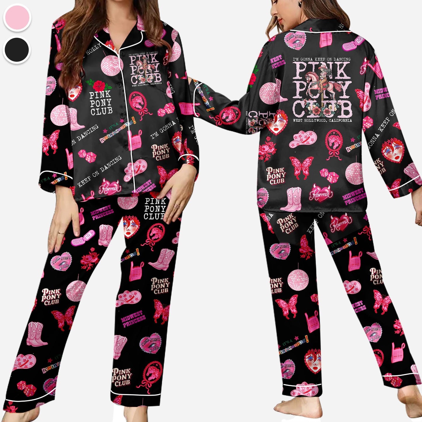 Pink Pony Club Pajamas, I'm Gonna Keep On Dancing PJS, Sapphic Lesbian Pride Music Pajamas, Western Princess Tour pajamas, LGBTQ Concert pjs