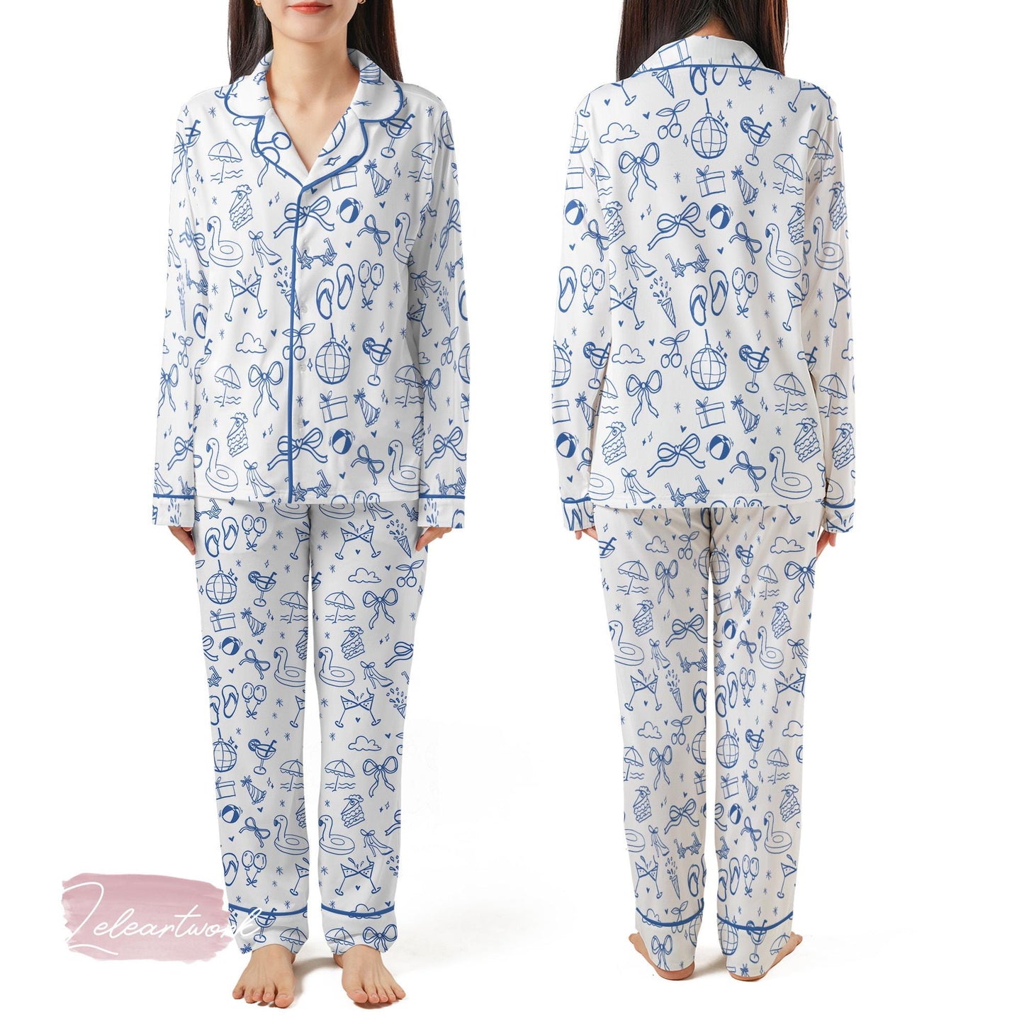 The Summer I Turned Set – Black Summer Icons Pajama Set with Pool Party & Beach Vibes, Cute Relaxed Fit Lounge Outfit