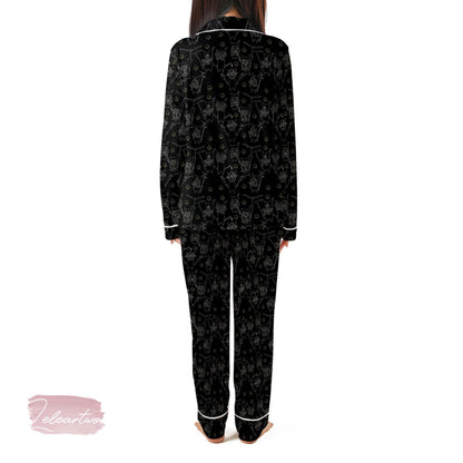 Yahaha Koroks Pajama Set – Zelda-Inspired Black Sleepwear with Forest Spirit Pattern, Cozy Gamer Loungewear Gift