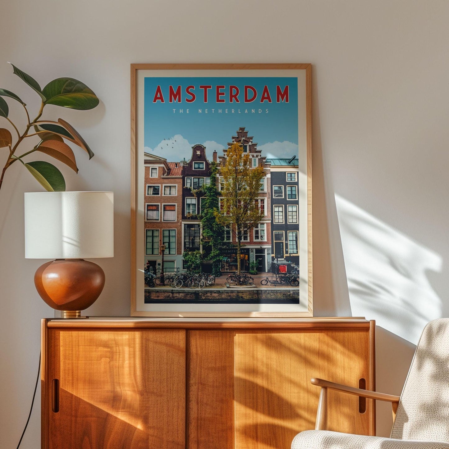 Amsterdam Art Print, Holland Poster, Amsterdam Travel Poster, Amsterdam Gift, The Netherlands Gift, Netherlands Poster, Skyline City Art