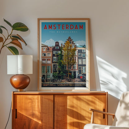 Amsterdam Art Print, Holland Poster, Amsterdam Travel Poster, Amsterdam Gift, The Netherlands Gift, Netherlands Poster, Skyline City Art