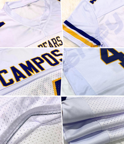 Personalized Purple and Gold Football Jersey Printed Name Number Logo, Custom Football Shirt Men Women Youth Kid, Practice Football Uniforms