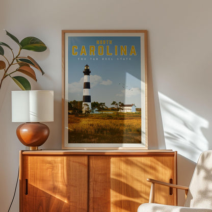 North Carolina Poster, North Carolina Framed Print, North Carolina Wall Art Home Decor, North Carolina Gift, Charlotte Travel Poster
