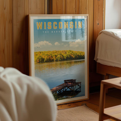 Wisconsin Travel Poster, Wisconsin Art Print, Wisconsin Gift, Wisconsin Wall Art, Wisconsin Home Decor, Retro Wisconsin Canvas