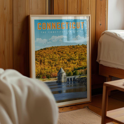 Connecticut Travel Poster, Connecticut Print, Connecticut Wall Art Canvas, Connecticut Gift, Connecticut Map, Hartford Connecticut Postcard