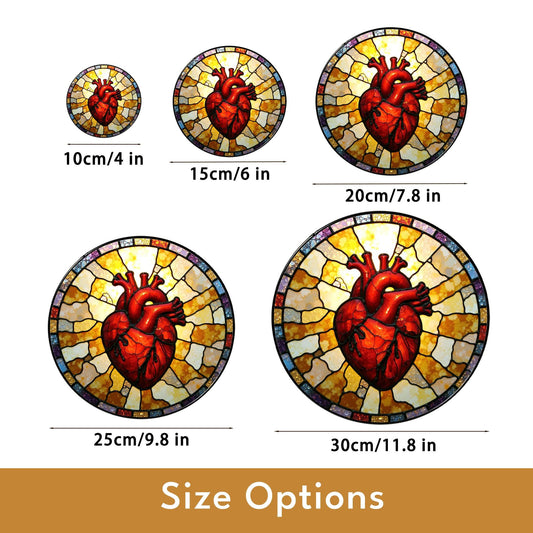 Anatomical Heart Art Glass Suncatcher Window Decor Unique Gift for Medical Student or Valentine's Day