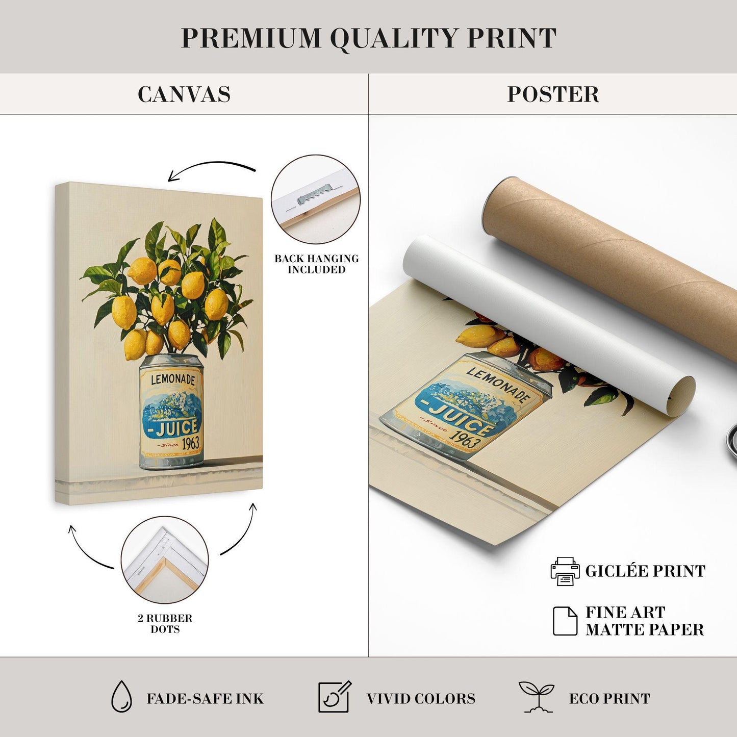 Lemonade Juice Tree Wall Art Botanical Kitchen Print Lemon Poster Dining Room Fruit Art Country Farmhouse Oil Painting Wall Art Poster Gift