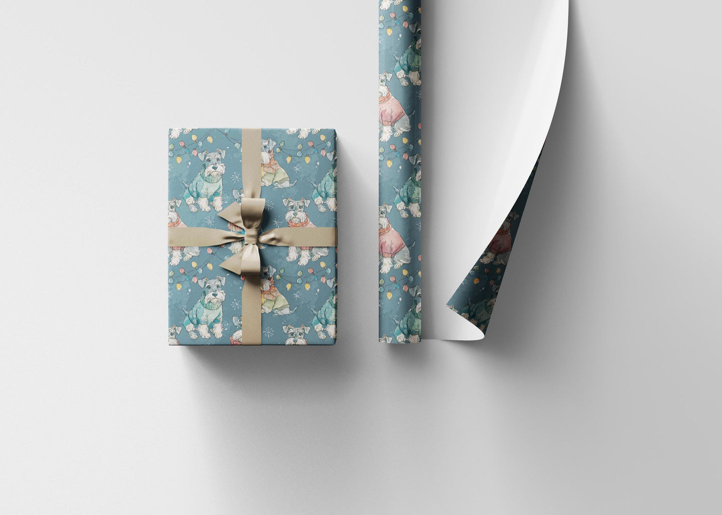Christmas Schnauzer Print Wrapping Paper Roll, Gift Wrap for Dog Owners, Pet Moms, and Schnauzer Fan Birthday or Holiday Presents #4