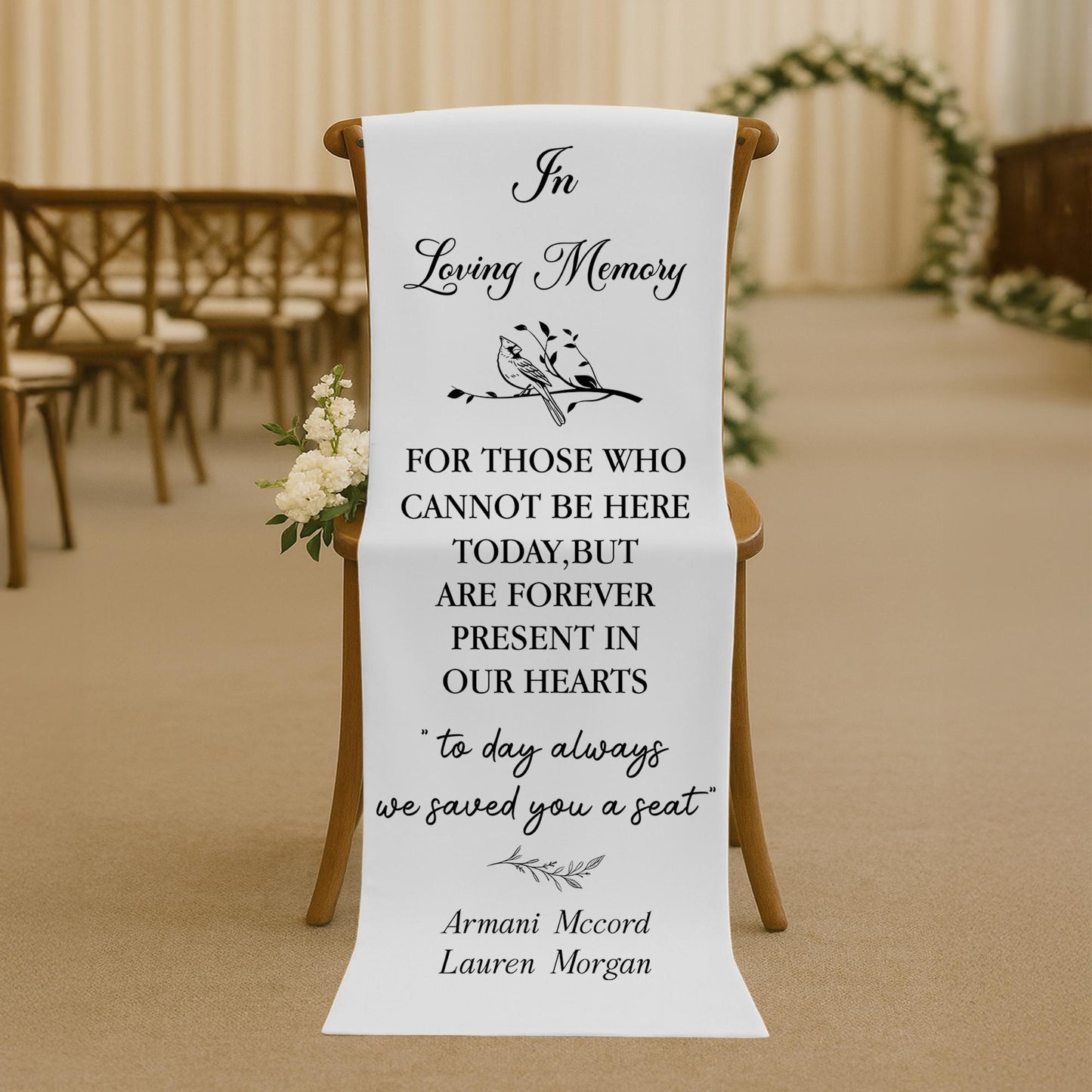 In Loving Memory Wedding Chair Sign, Memorial Ceremony Seat Banner, Custom Remembrance Decor, Tribute for Loved Ones Not Present Wedding