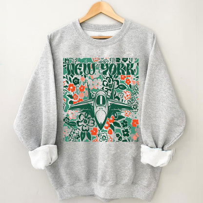 New York Team Mascot Shirt, Floral Spirit Mascot Sweatshirt, Game Day Tee, Abstract Flower Football Sports Shirt, Cheerleader Gift Shirt