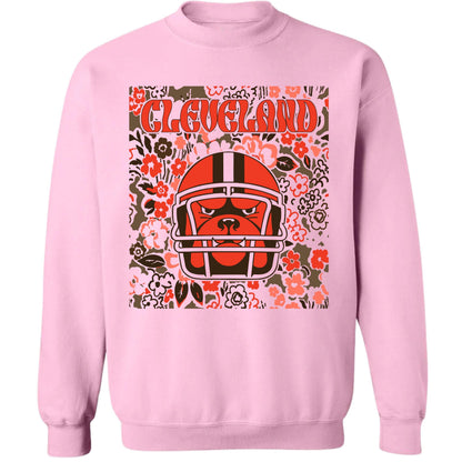 Cleveland Team Mascot Shirt, Floral Spirit Mascot Sweatshirt, Game Day Tee, Abstract Flower Football Sports Shirt, Cheerleader Gift Shirt