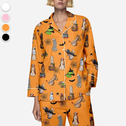 Spooky Halloween Penis Pajamas, Inappropriate Gifts, Adult Humor Apparel, Dirty Humor and Raunchy Adult Pjs, Funny Halloween Dicks Costume