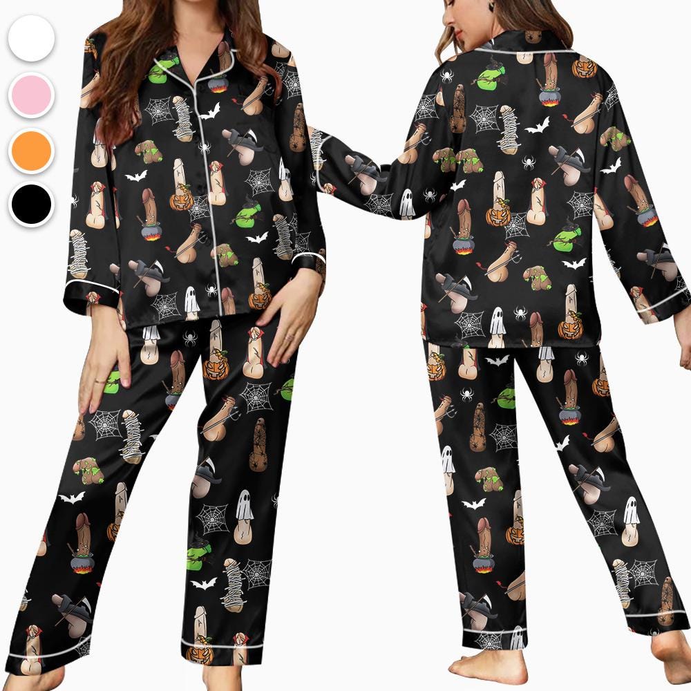 Spooky Halloween Penis Pajamas, Inappropriate Gifts, Adult Humor Apparel, Dirty Humor and Raunchy Adult Pjs, Funny Halloween Dicks Costume