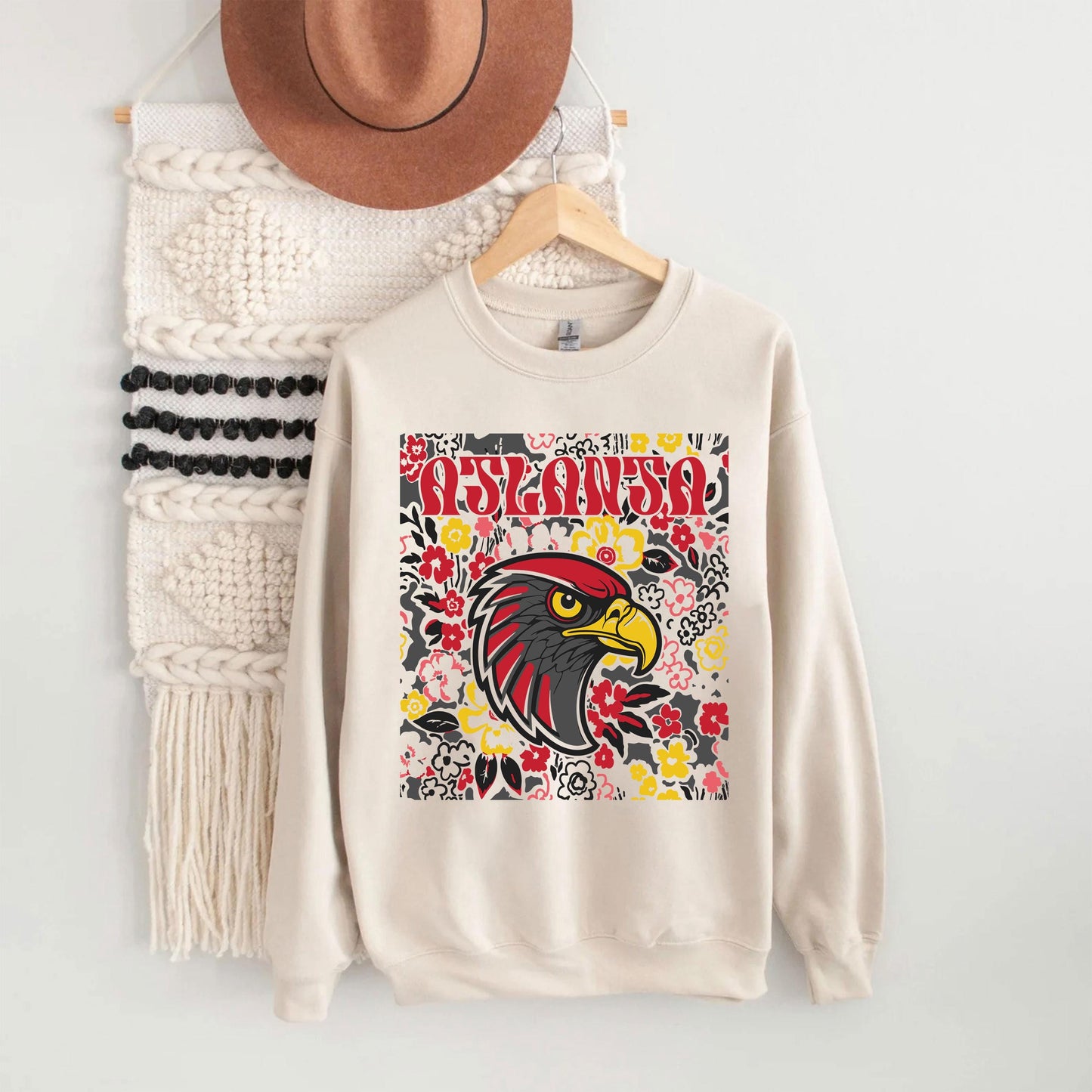 Atlanta Team Mascot Shirt, Floral Spirit Mascot Sweatshirt, Game Day Tee, Abstract Flower Football Sports Shirt, Cheerleader Gift Shirt