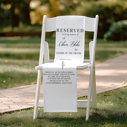 Wedding Memorial Chair Sign, In Loving Memory Reserved Seat Banner, Personalized Remembrance Sign for Ceremony, Missing Loved One Decor