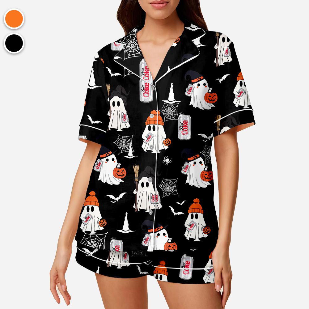 Coquette Halloween Diet Coke Drink Pajamas Satin Set, Mother's Day Gift, Gift For Her, Gift For Mama, Birthday Gift, Bridesmaid Gifts Women