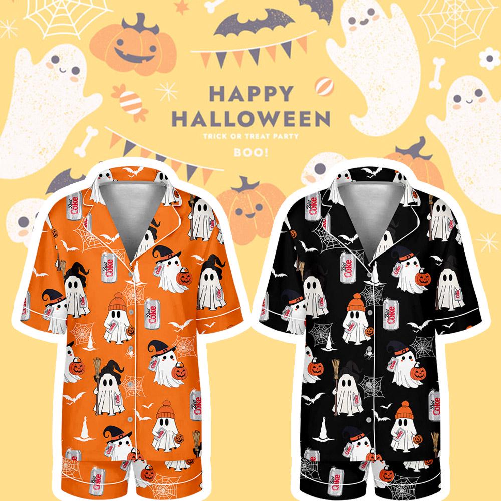 Coquette Halloween Diet Coke Drink Pajamas Satin Set, Mother's Day Gift, Gift For Her, Gift For Mama, Birthday Gift, Bridesmaid Gifts Women
