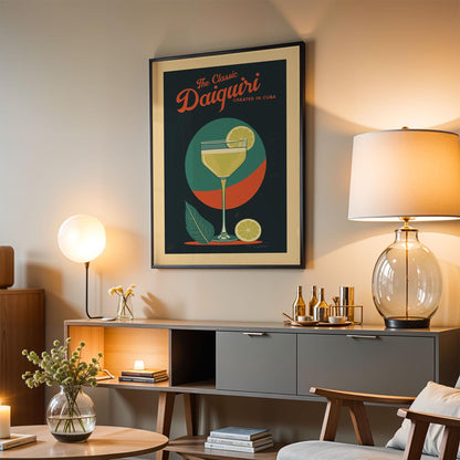Daiquiri Cocktail Poster, Daiquiri Cocktail Print,  | Bar Cart Prints | Kitchen Wall Art for Mid Century Modern Home Bar