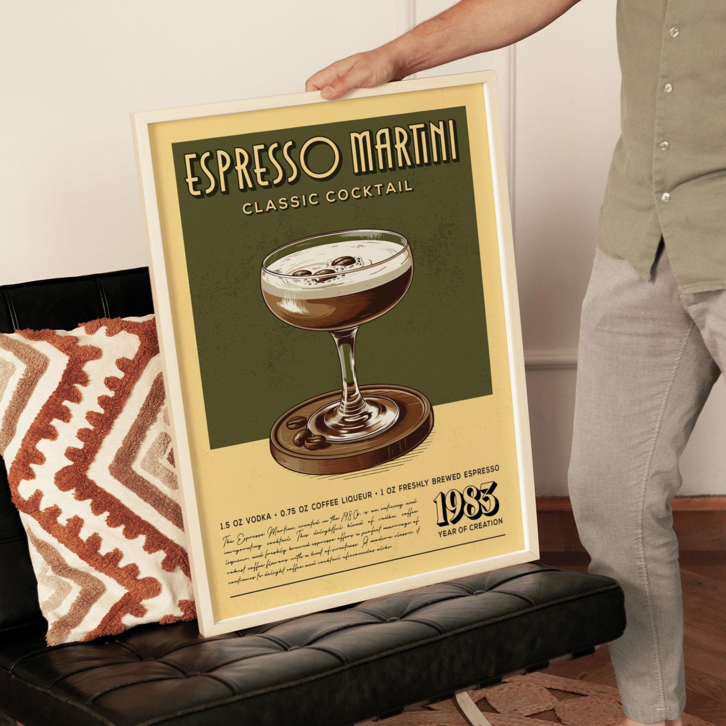 Espresso Martini Print, Espresso Martini Poster, Classic Cocktail Bar Wall Art, Bar Cart Art Prints, Retro Cocktail Print, Bar Accessories