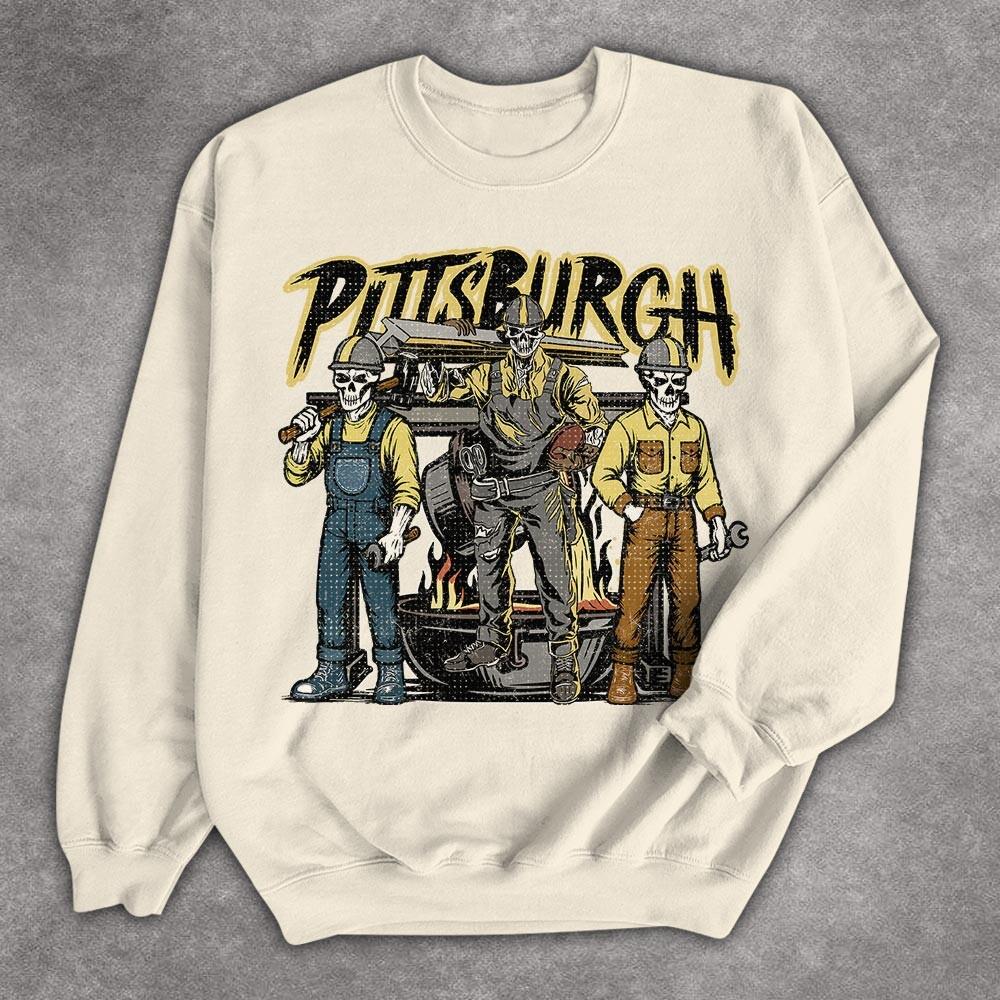 Pittsburgh Football Skull Vintage Shirt, Gift For Fan Football Game Day Unisex Shirt
