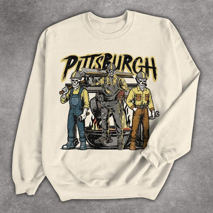 Pittsburgh Football Skull Vintage Shirt, Gift For Fan Football Game Day Unisex Shirt