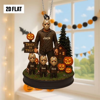 Personalized Family Halloween Ornament, Custom Name Horror Movie Decor, Spooky Fall Gift, Halloween Ghost Window Hangings Decoration