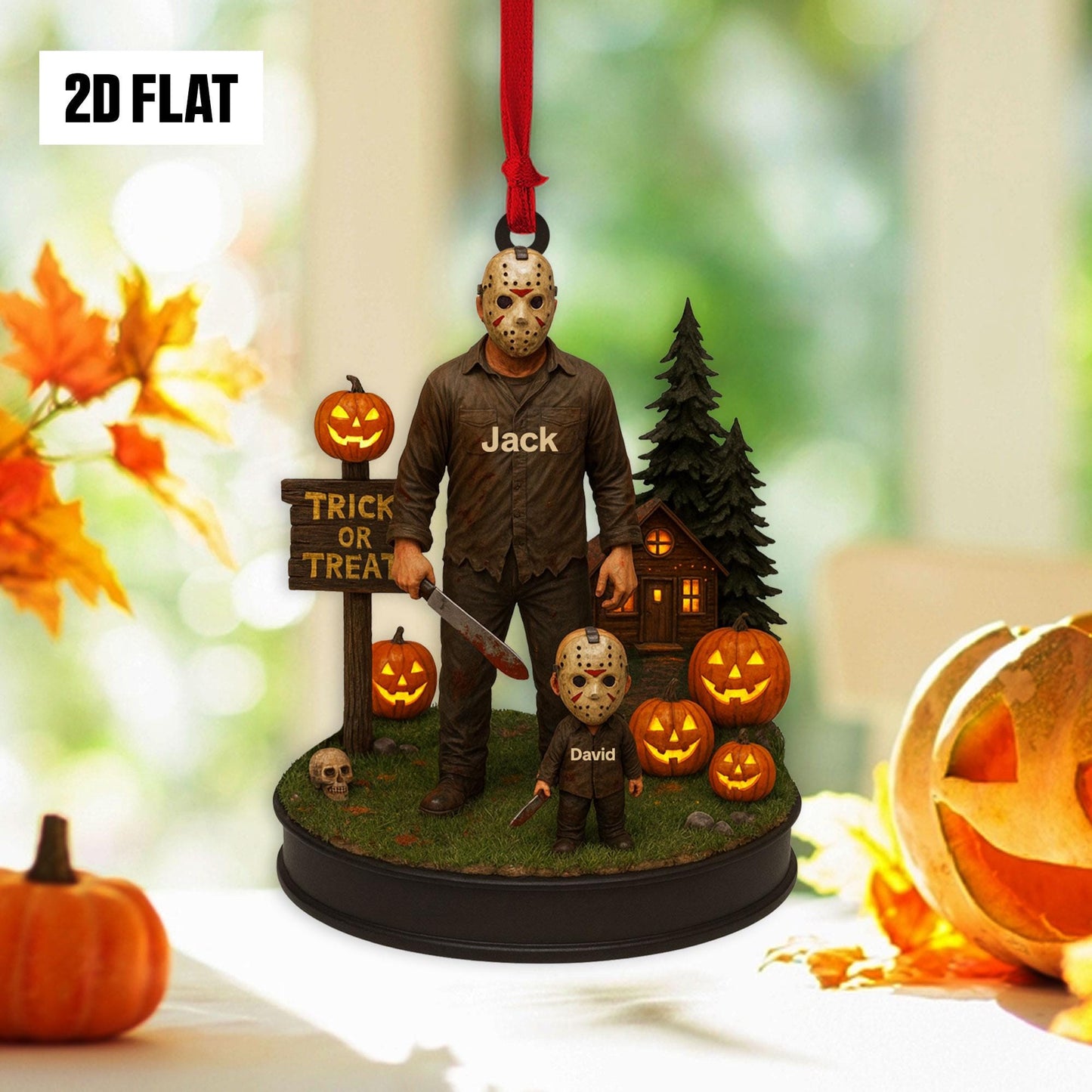 Personalized Family Halloween Ornament, Custom Name Horror Movie Decor, Spooky Fall Gift, Halloween Ghost Window Hangings Decoration