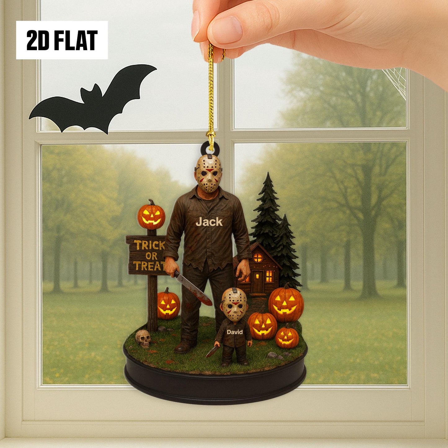 Personalized Family Halloween Ornament, Custom Name Horror Movie Decor, Spooky Fall Gift, Halloween Ghost Window Hangings Decoration