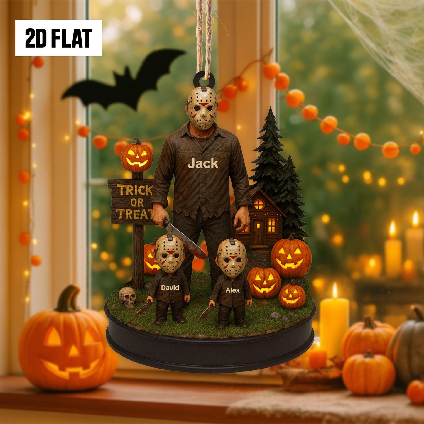 Personalized Family Halloween Ornament, Custom Name Horror Movie Decor, Spooky Fall Gift, Halloween Ghost Window Hangings Decoration