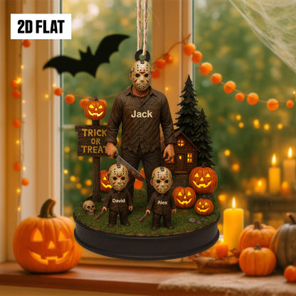 Personalized Family Halloween Ornament, Custom Name Horror Movie Decor, Spooky Fall Gift, Halloween Ghost Window Hangings Decoration