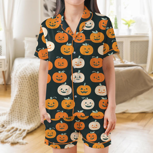 Halloween Pumpkin Pjs, Pumpkin Season Sleepwear, Autumn Fall Pajama Set, Thanksgiving Loungewear Set, Fall Pumpkin Pajamas, Ghost Pumpkin