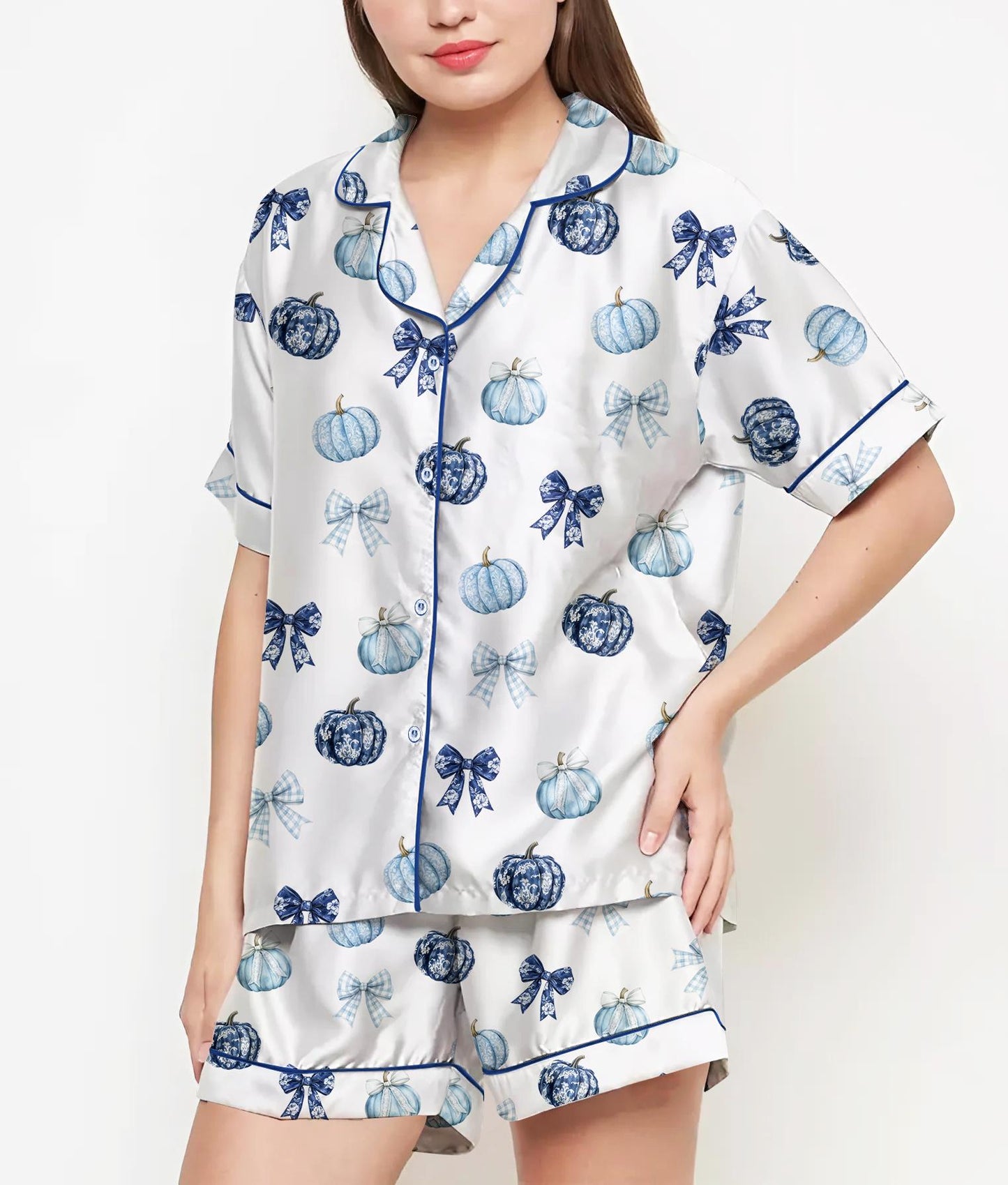 Pumpkin Halloween Gifts, Halloween Shirt, Pajama Satin Set, Halloween Coquette, Spooky Season, Fall Gift, Gift For Halloween, Vintage Autumn