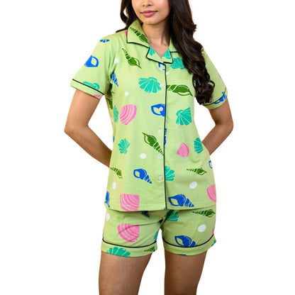 Sea Shells Full Sleeves Pyjama Set  Pajamas Set
